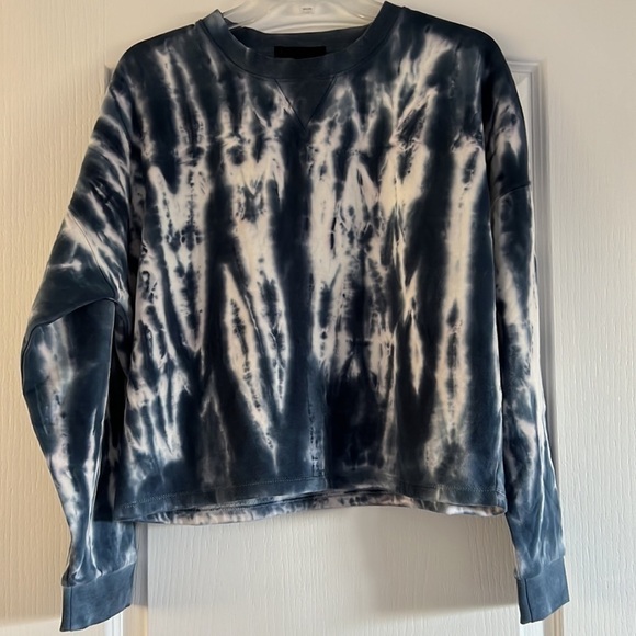 Tie Dye Cropped Crew Neck sweatshirt size small blue & white - Picture 7 of 14